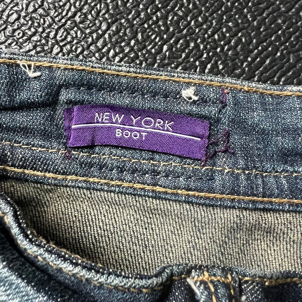 VTG Vigoss Bootcut Jeans Womens 3 Dark Wash Distressed Flap Pocket Y2k Grunge - Picture 10 of 10